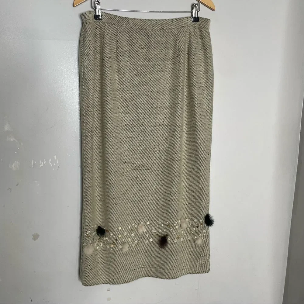 Vintage Donna Vinci Couture Two Piece Embellished Skirt Suit Set Size‎ 16 Flaw